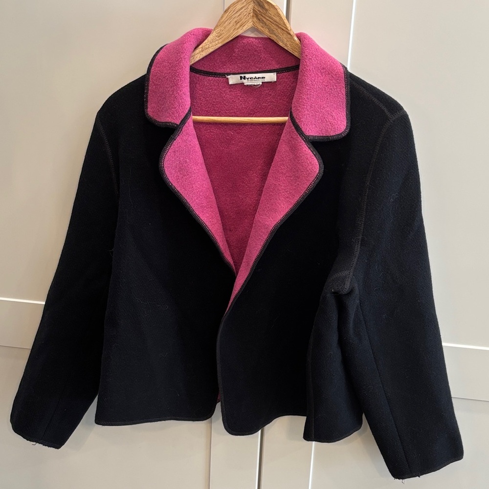 Nygard Wool Blend Black Blazer with Pink Lining